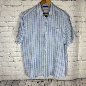 Mens Tommy Bahama Island Modern Fit Linen Shirt Size L Large Blue Button Front
